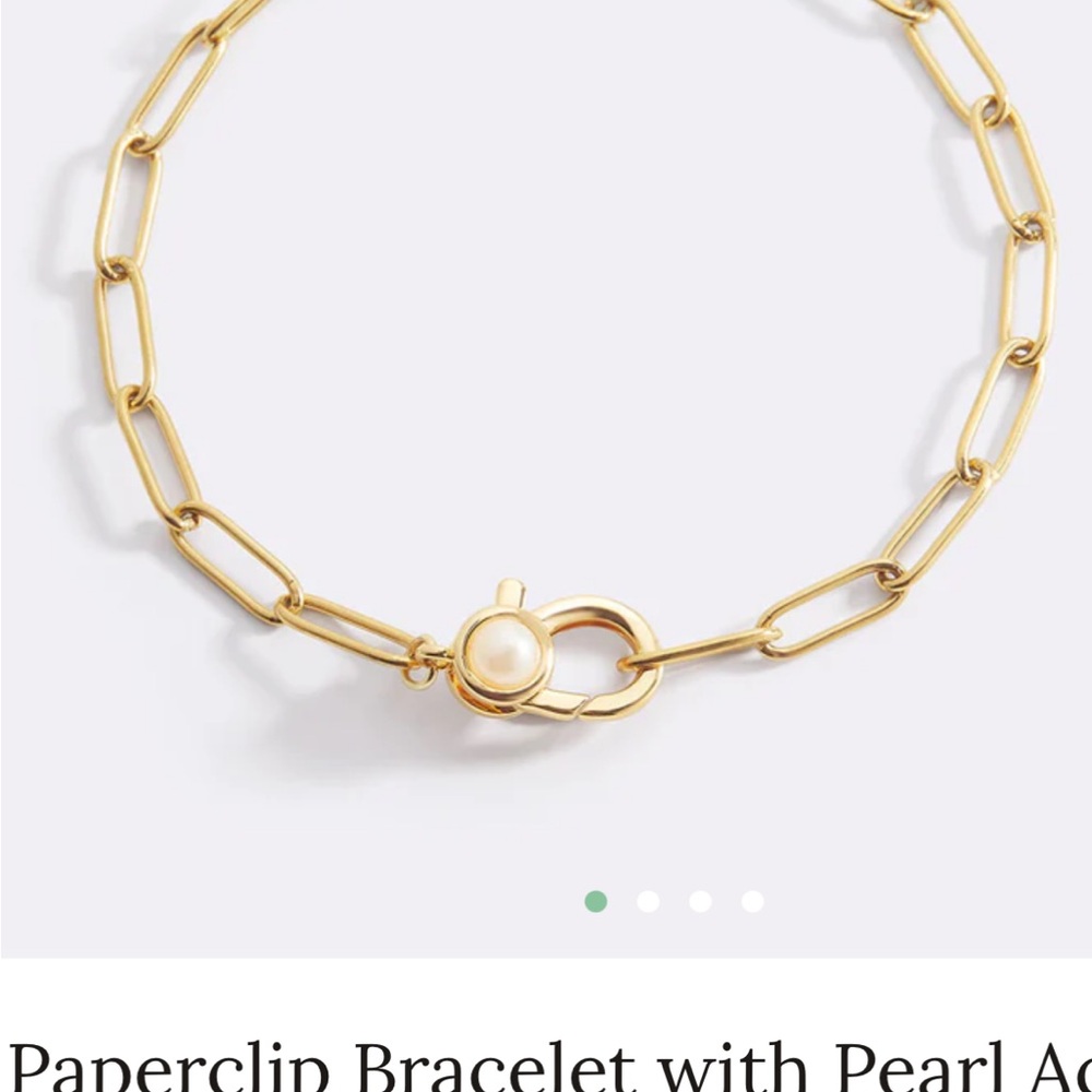 Mint & Lily Paperclip Bracelet with Pearl accent